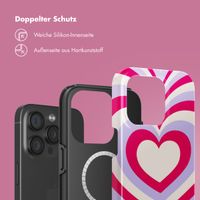 Selencia Vivid Tough Back Cover MagSafe für das iPhone 15 Pro - Double Hearts Rubine Red Lilac