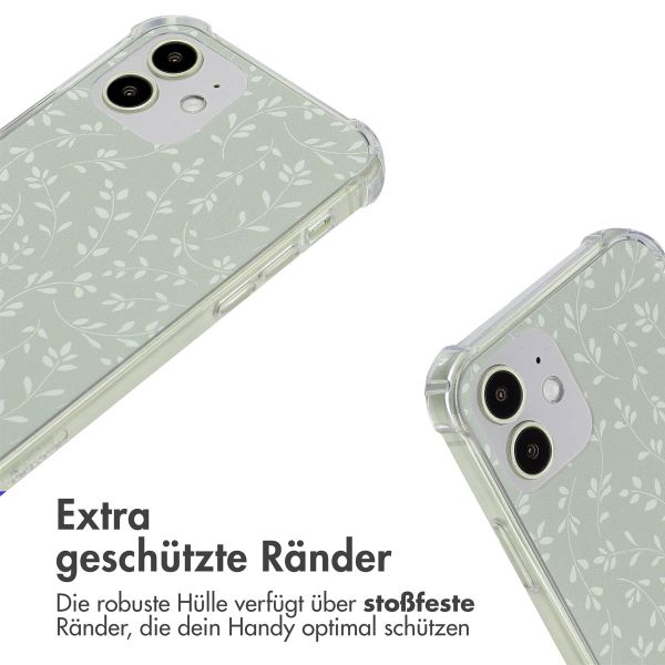 imoshion Design Hülle mit Band Apple iPhone 12 (Pro) - Smoke Green Flowers