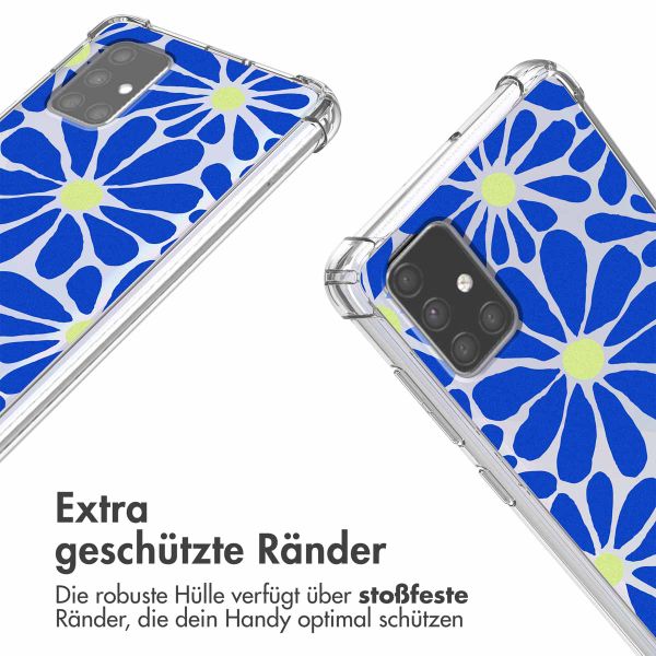 imoshion Design Hülle mit Band Samsung Galaxy A71 - Cobalt Blue Flowers Connect