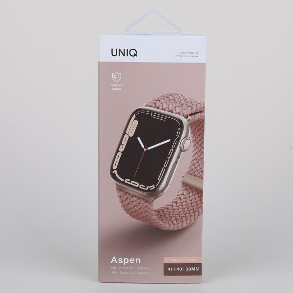 Uniq Aspen Geflochtenes Armband für die Apple Watch Series 1 bis 9 / SE (38/40/41 mm) | Series 10 (42 mm) - Grapefruit Pink