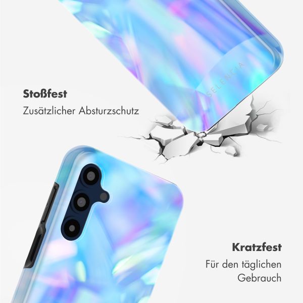 Selencia Vivid Tough Back Cover für das Samsung Galaxy A16 - Holographic Blue Dream