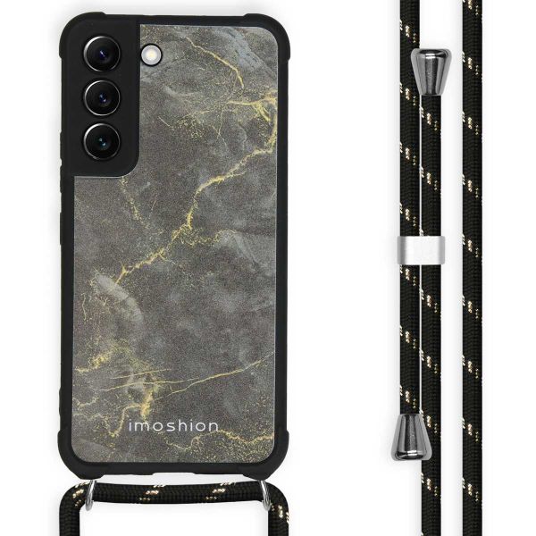 imoshion Design Hülle mit Band für das Samsung Galaxy S22 - Black Marble