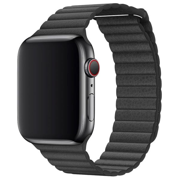 Apple ﻿Lederarmband M für Apple Watch Series 1 bis 10 / SE / Ultra (2) (44/45/46/49 mm) - Schwarz