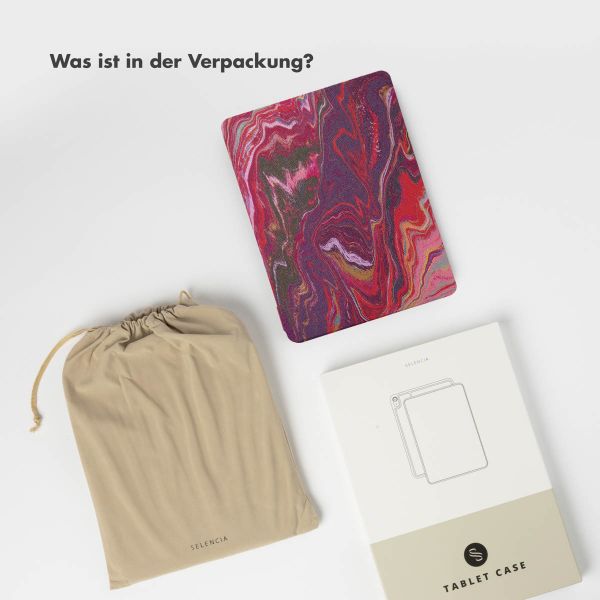 Selencia Vivid Klapphülle für das iPad 7 (2019) / iPad 8 (2020) / iPad 9 (2021) 10.2 Zoll - Marble Plum