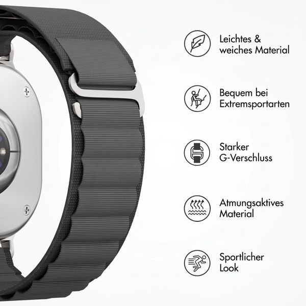 Accezz Nylon Alpine Armband für Samsung Galaxy Watch 9 (40/44mm) / Watch 8 (40/44mm) / Classic (46mm) - Schwarz