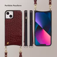 Selencia Nova Croco HandyHülle mit Kordel und Kartenhalter Apple iPhone 14 / 13 - Burgundy