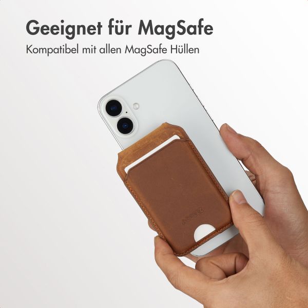 Accezz Vintage Leder MagSafe Kartenhalter mit Ständer - Tobacco Cognac