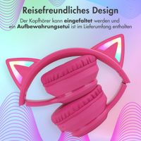 imoshion Kids LED Light Cat Ear Bluetooth-Kopfhörer - Kinderkopfhörer - Kabelloser Kopfhörer + AUX-Kabel - Hot Pink