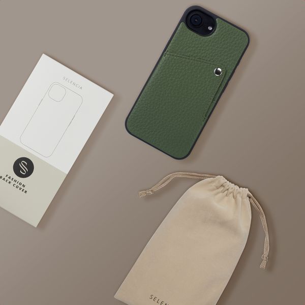 Selencia Riva Back Cover mit Kartenfach Apple iPhone 16e - Sage Green