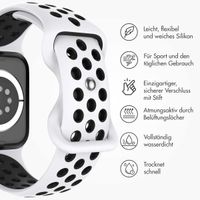 imoshion Sportarmband⁺ für die Apple Watch Series 1 bis 10 / SE / Ultra (2) (44/45/46/49 mm) - Größe M/L - Pure Platinum & Black