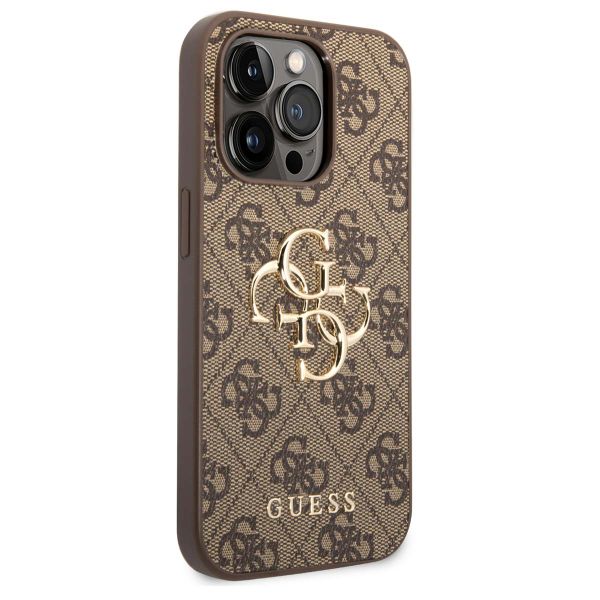 Guess 4G Metal Logo Back Cover für das iPhone 15 Pro Max - Braun