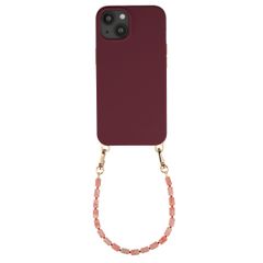 Selencia Rivièra MagSafe Backcover mit abnehmbaren Haken für das Apple iPhone 14 / 13 - Bold Burgundy + Sorbet Pop Handykette - Pink