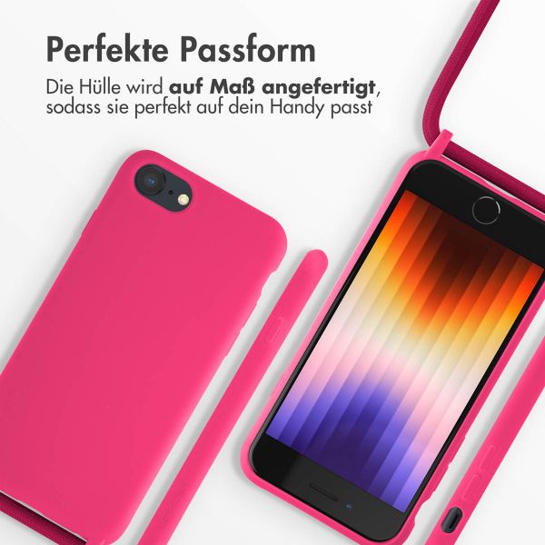 imoshion Silikonhülle mit Band für das iPhone SE (2022 / 2020) / 8 / 7 - Rosa fluoreszierend