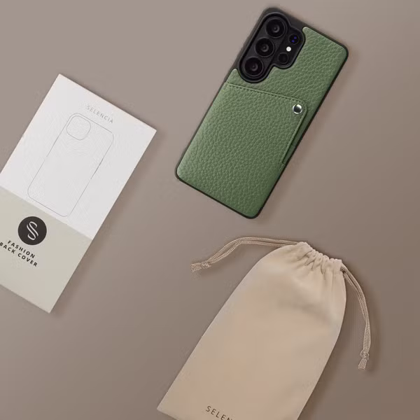 Selencia Riva Back Cover mit Kartenfach Samsung Galaxy S26 Ultra - Sage Green