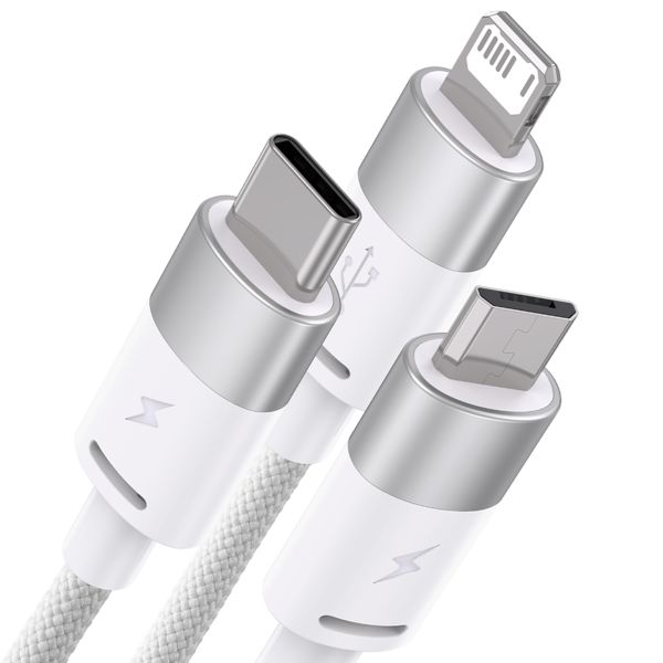 Baseus StarSpeed-Series 3-in-1-Schnellladekabel – USB-A zu USB-C / Lightning / Micro-USB – 1,2 Meter – Weiß