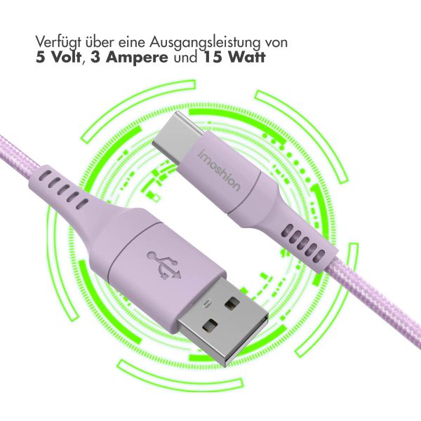 imoshion Braided USB-C-zu-USB Kabel - 2 Meter - Lila