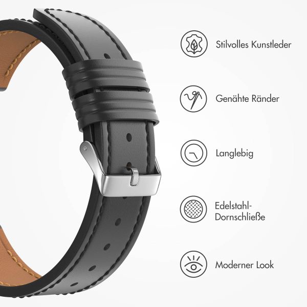 imoshion Modernes Lederarmband - Universelle 22 mm Verbindung - Schwarz