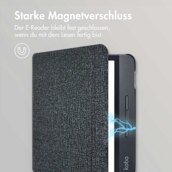 imoshion Canvas Sleepcover Klapphülle mit Stand für das Kobo Libra H2O - Glitter Schwarz