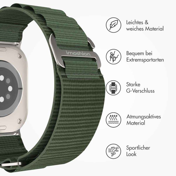 imoshion Nylon Alpine Armband für das  Apple Watch Series 1 t/m 9 / SE (38/40/41 mm) | Series 10 / 11 (42 mm) - Grün