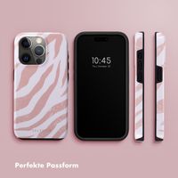 Selencia Vivid Tough Back Cover für das iPhone 15 Pro - Colorful Zebra Old Pink