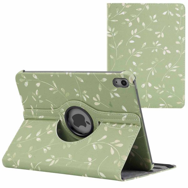 imoshion 360° drehbare Design Klapphülle für das iPad 10 (2022) 10.9 Zoll - Green Flowers