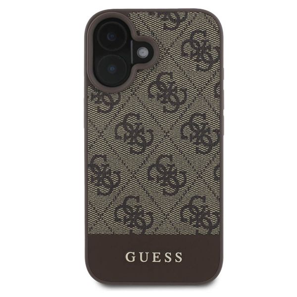 Guess Bottom Stripe 4G Back Cover für das Apple iPhone 16 - Braun