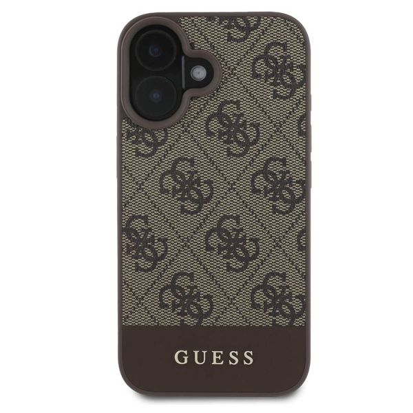 Guess Bottom Stripe 4G Back Cover für das iPhone 16 - Braun