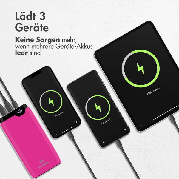 imoshion Powerbank - 20.000 mAh - Schnelles Aufladen und Power Delivery - Hot Pink