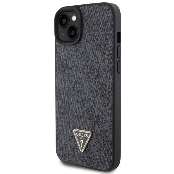 Guess 4G Logo Triangle Strass Back Cover für das iPhone 15 - Schwarz