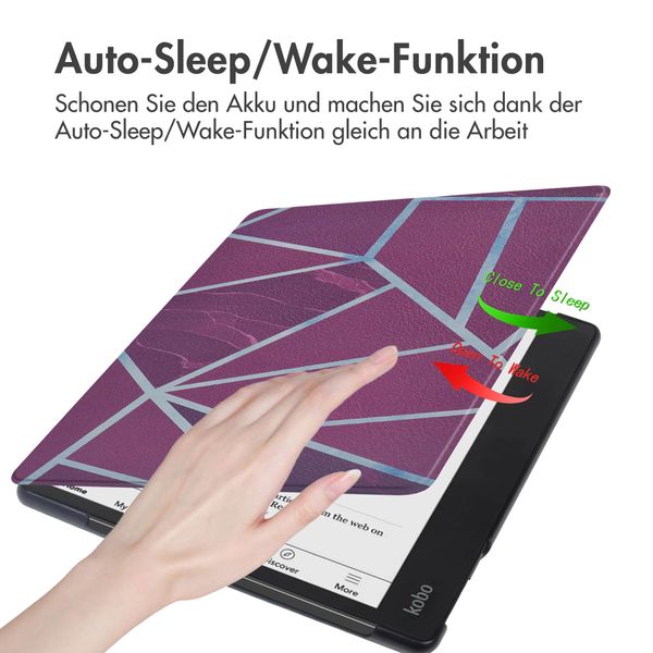 imoshion Design Slim Hard Case Sleepcover für das Kobo Elipsa 2E - Bordeaux Graphic