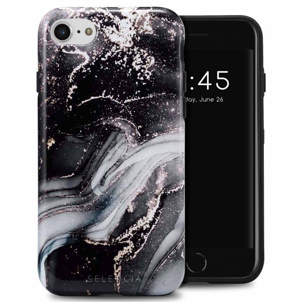 Selencia Vivid Tough Back Cover für das iPhone SE (2022 / 2020) / 8 / 7 / 6(s) - Chic Marble Black