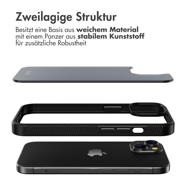 Accezz Rugged Frosted Back Cover für das iPhone 15 - Schwarz