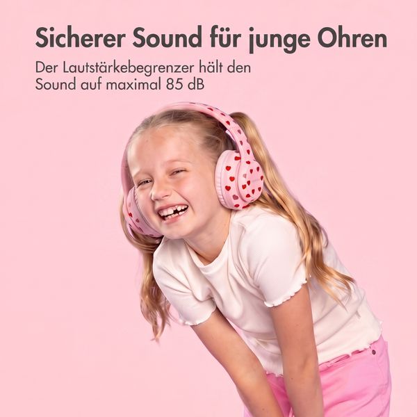 imoshion Kabellose Kinderkopfhörer LED Light - Dezibelbegrenzer - Mit AUX-Kabel - Herzchen