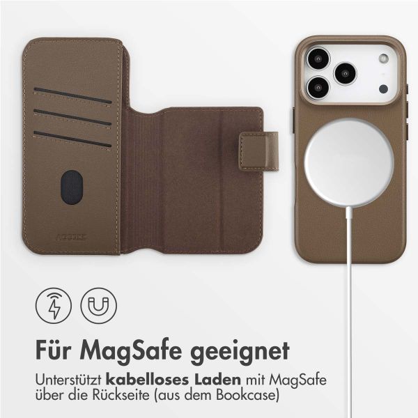 Accezz 2-in-1 Klapphülle aus Leder mit MagSafe Apple iPhone 17 Pro - Kaffeebraun