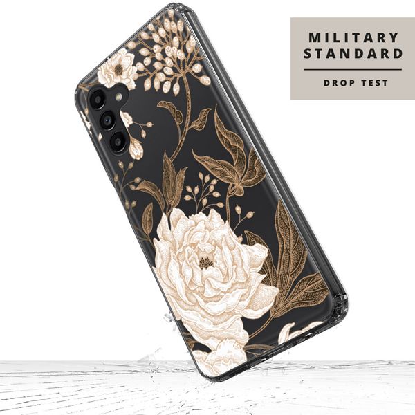 Selencia Zarya Fashion-Backcover mit zuverlässigem Schutz für das Samsung Galaxy A13 (4G) - Golden Flowers