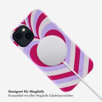 Selencia Vivid Tough Back Cover MagSafe für das iPhone 14 - Double Hearts Rubine Red Lilac