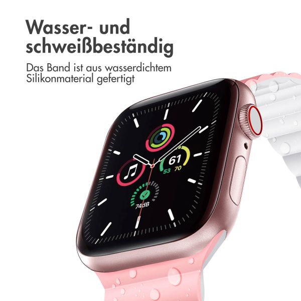 imoshion Magnetisches Silikonarmband für das  Apple Watch Series 1 t/m 11 / SE / Ultra (44/45/46/49 mm) - Roze & Wit / Pink & White