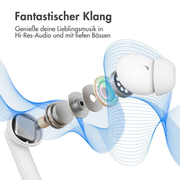 imoshion Aura Pro Earbuds – Kabellose Kopfhörer – Kabellose Bluetooth-Kopfhörer – Mit ANC-Geräuschunterdrückungsfunktion - Weiß