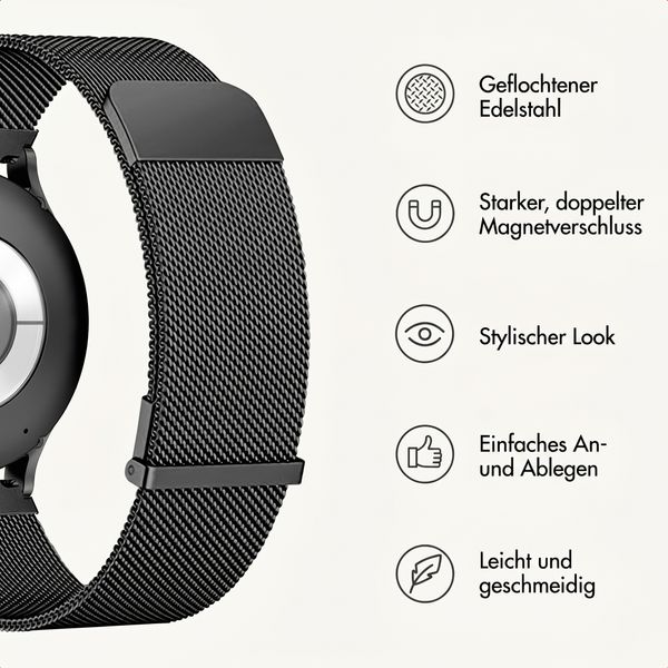 imoshion Mailändische Magnetarmband -   Universelle 22 mm Anschluss - Schwarz