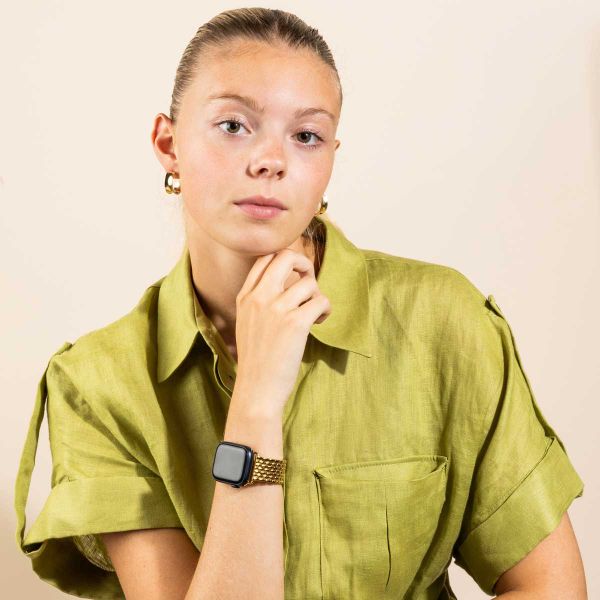 Selencia Drachenarmband aus Stahl für das  Apple Watch Series 1 t/m 9 / SE (38/40/41 mm) | Series 10 / 11 (42 mm) - Gold