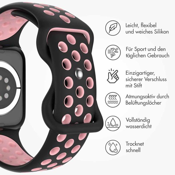 imoshion Sportarmband⁺ für das Apple Watch Series 1 bis 11 / SE / Ultra (44/45/46/49 mm) - Größe M/L - Black Pink