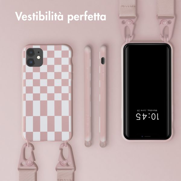 Selencia SilikonHülle design mit abnehmbarem Band Apple iPhone 11 - Irregular Check Sand Pink