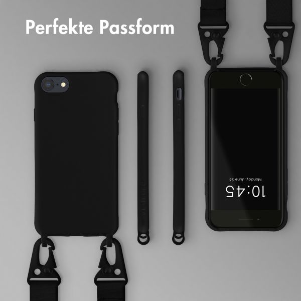 Selencia SilikonHülle mit abnehmbarem Band Apple iPhone SE (2022 / 2020) / 8 / 7 - Schwarz