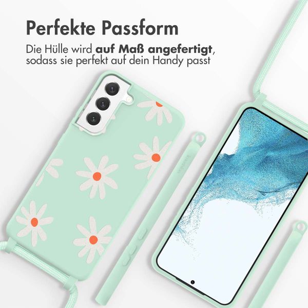 imoshion Silikonhülle design mit Band für das Samsung Galaxy S22 - Green Flower Distance