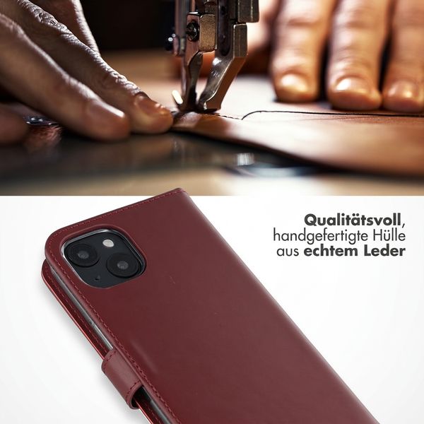 Selencia Echtleder Klapphülle Apple iPhone 14 - Burgundy