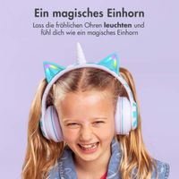 imoshion Kabellose Kinderkopfhörer Unicorn LED Light - Dezibelbegrenzer - Mit AUX-Kabel - Lavender Lilac / Soft Blue
