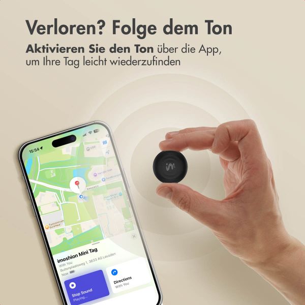 imoshion Mini Tag - Bluetooth-Tracker für iOS - 2 pack - Schwarz