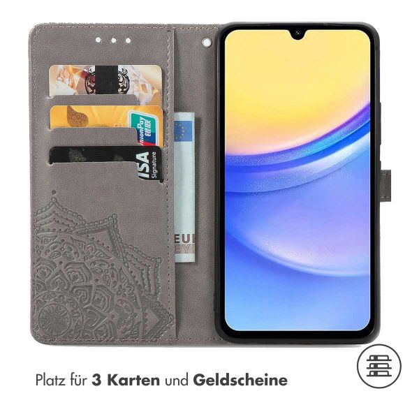 imoshion Mandala Klapphülle für das Samsung Galaxy A15 (5G/4G) - Grau