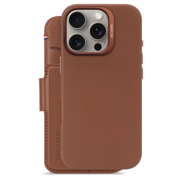 Decoded 2 in 1 Leather Klapphülle MagSafe Apple iPhone 16 Pro - Tan
