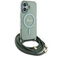 Guess MagSafe IML Back Cover mit crossbody cord Apple iPhone 16 - Grün